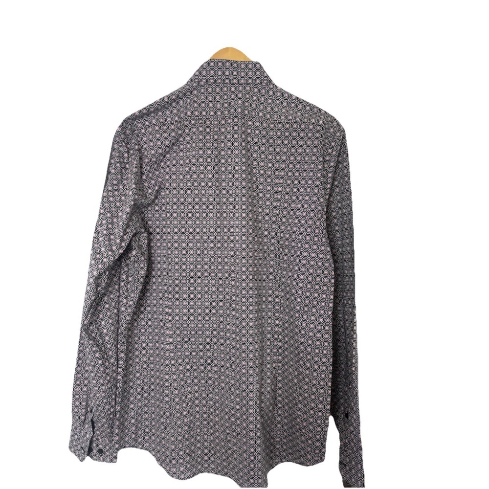 Express Slim Shirt Men's L (16-16 1/2) Black Purple Geometric Long Sleeve NEW - Picture 8 of 10